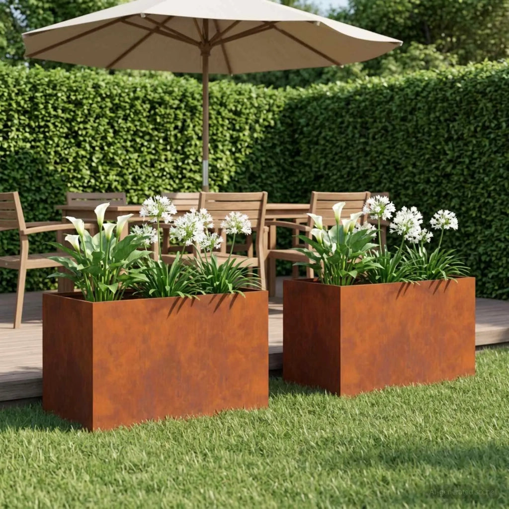 Vaso da giardino 2 pz Ruggine 60 x 40 x 40 cm Acciaio Corten 8005693