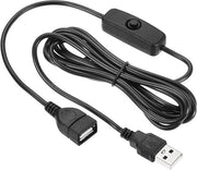 Cavo USB con interruttore on/off, connettore USB a bus, prolunga 200 cm, per LED, ufficio, LED strip, nero
