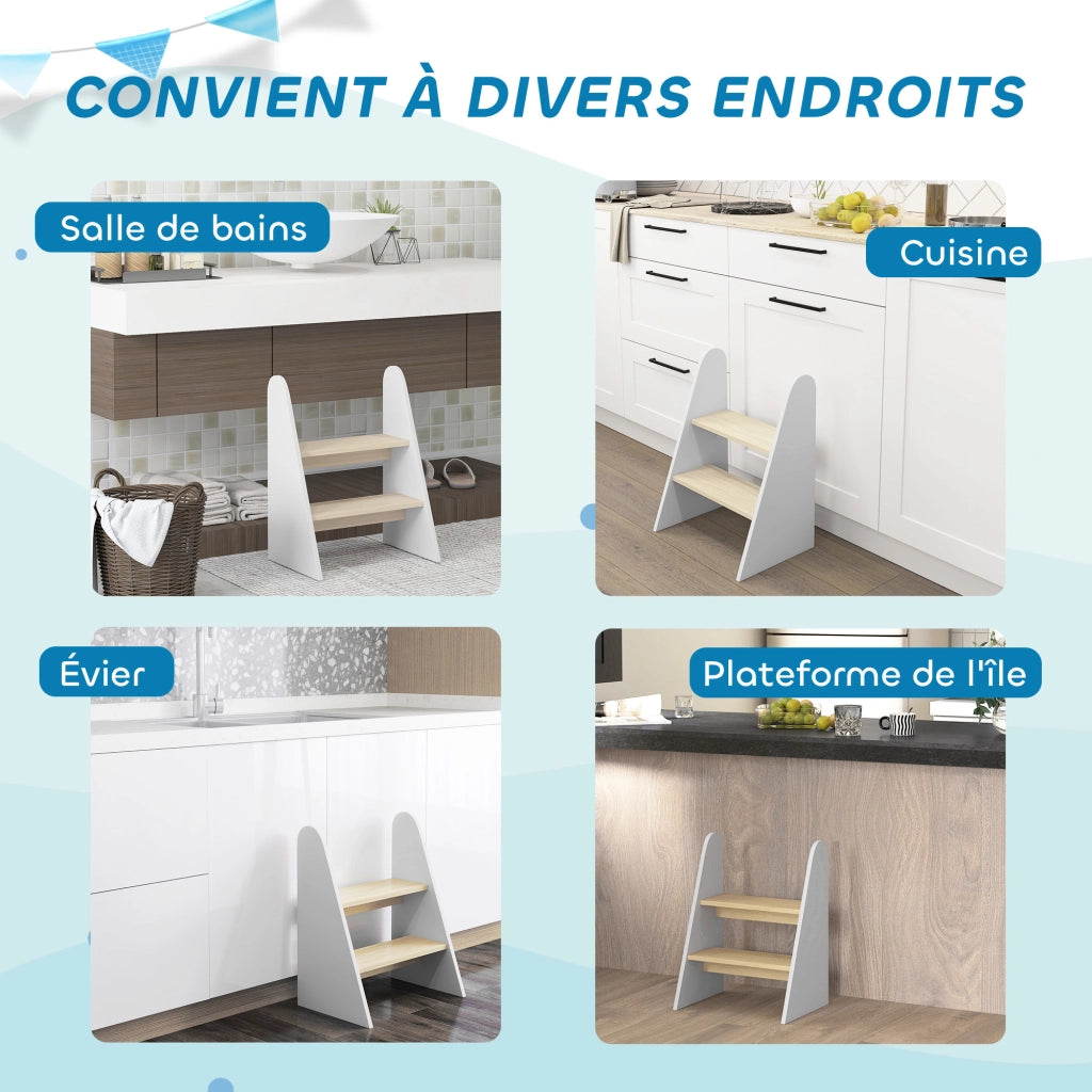 Sgabello 2 gradini bambini 3-8 anni ¨C Xylo ¨C legno bianco portata 20kg