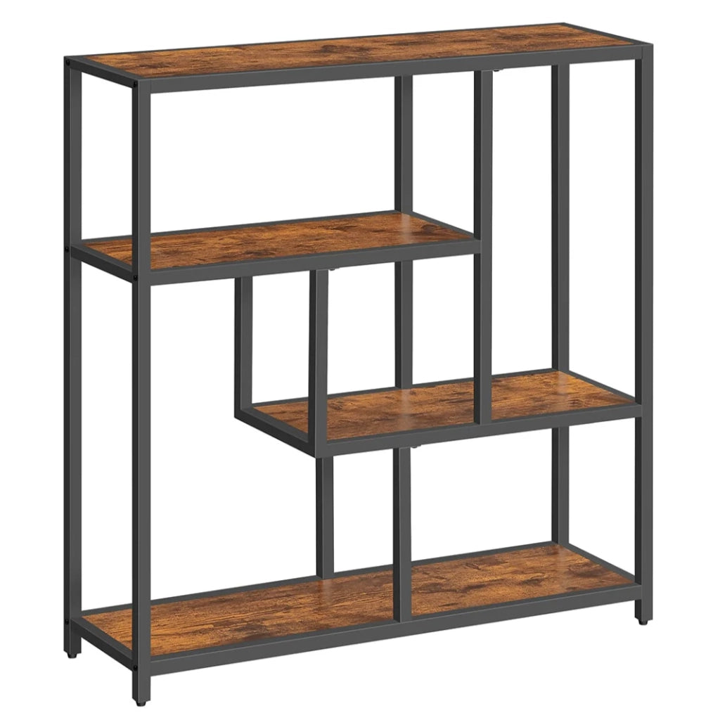 Libreria a 4 ripiani con piedini 30 x 100 x 103 cm mobile contenitore per soggiorno ufficio camera da letto cucina marrone 12_0004237