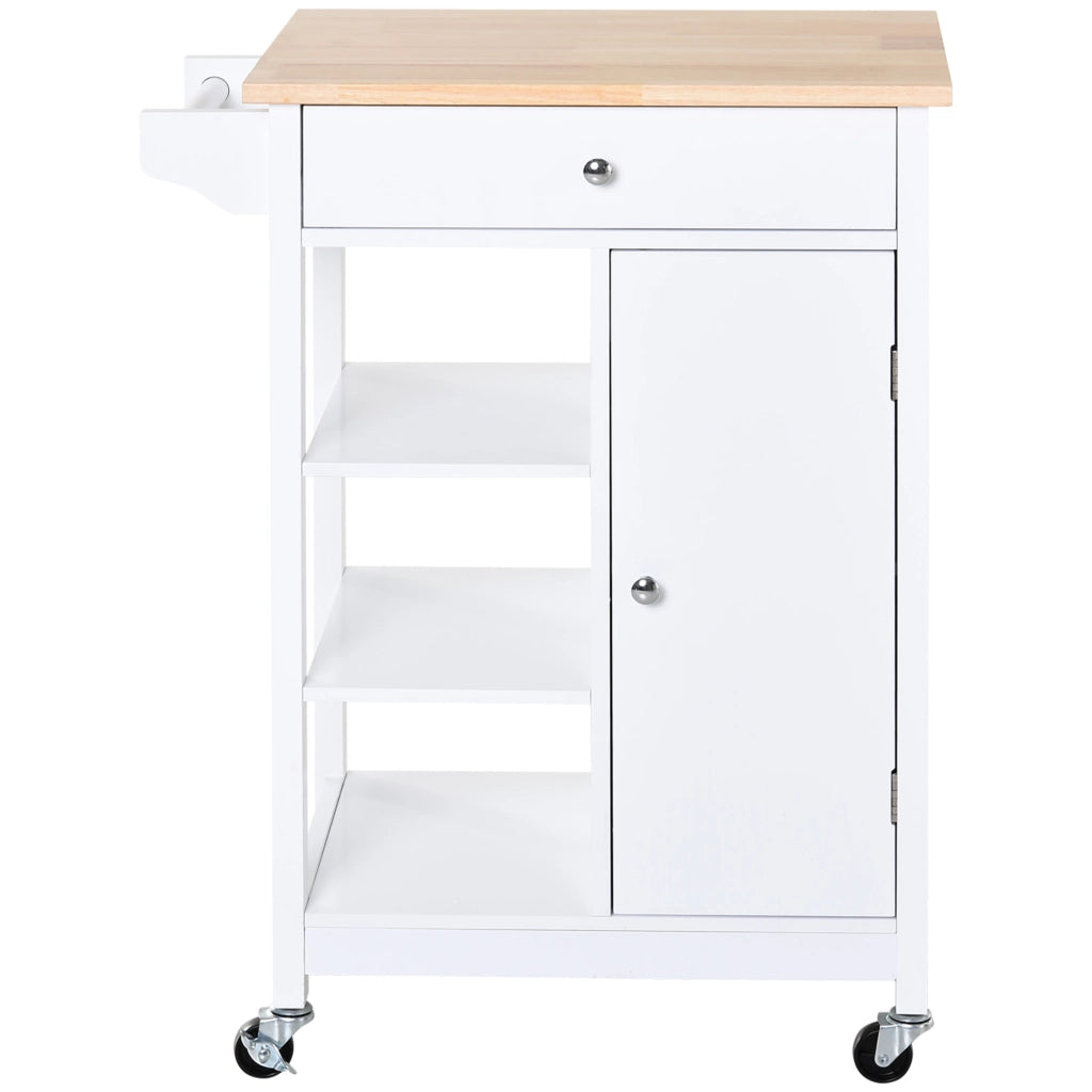Carrello da Cucina con Cassetto e Armadietto ¨C zephmum ¨C Bianco 66x39.5x86.5cm