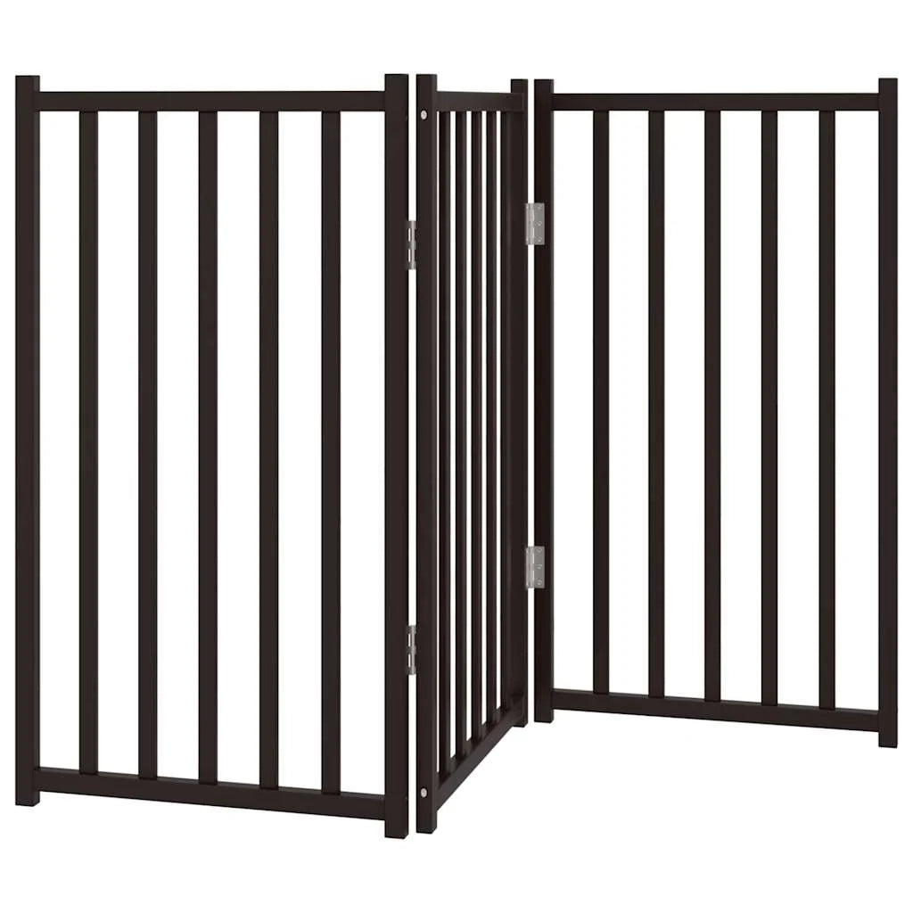 Cancelletto di sicurezza pieghevole per cani a 3 pannelli 150 cm in legno massello di abete nero 02_0023083