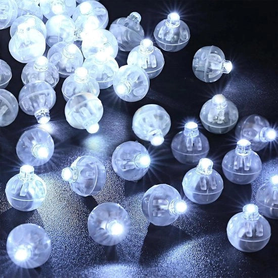 50 pezzi di illuminazione LED mini - palloni luminosi - palloni LED bianchi per festa di compleanno matrimonio Halloween Natale - decorazione da festa