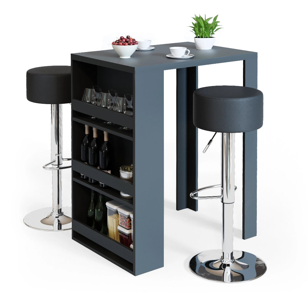 Vicco Tavolo bar con sgabelli Antracite 57 x 80 cm con 2 sgabelli da bar