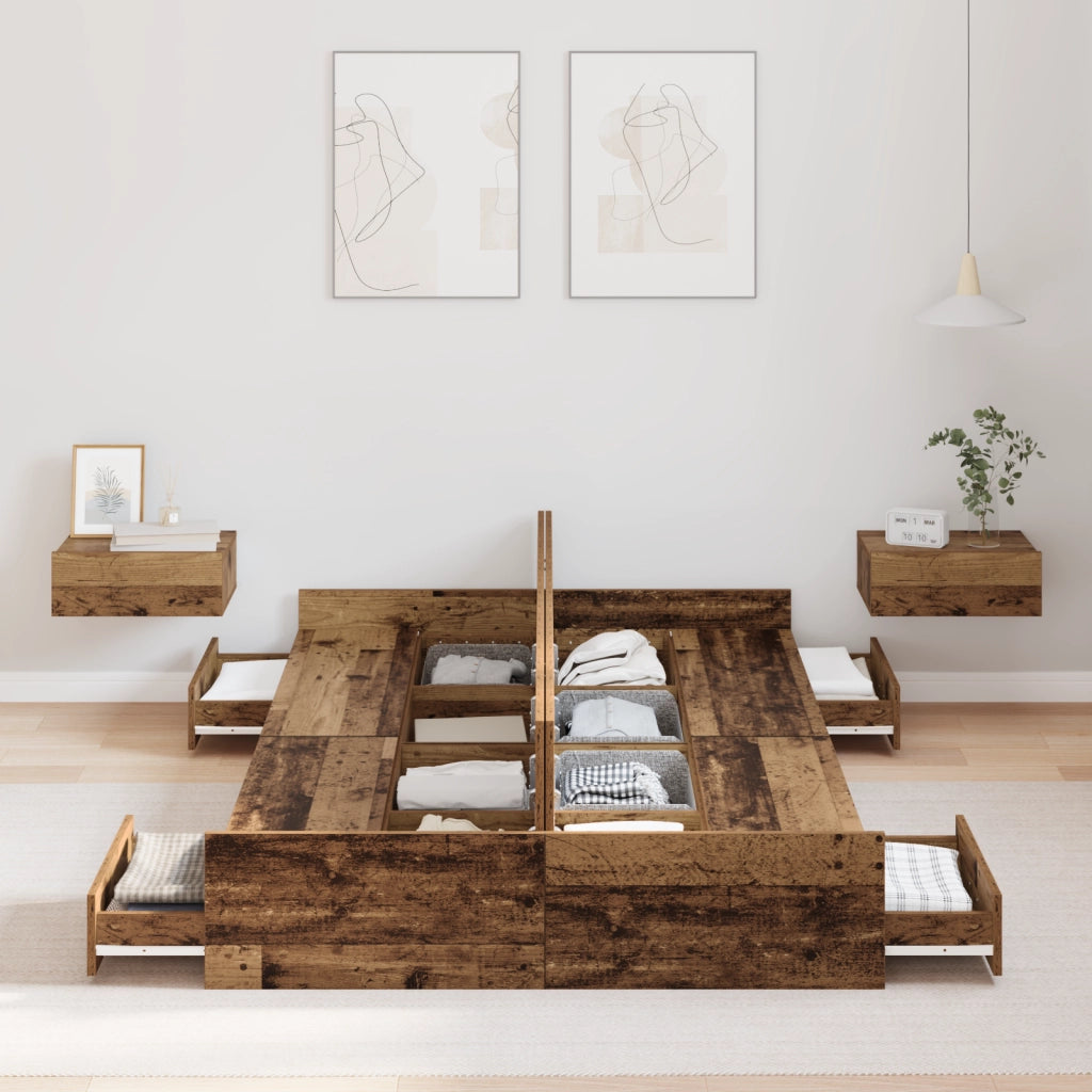 Struttura letto contenitore in legno vecchio 120x190 cm