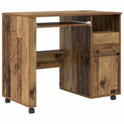 Scrivania | Tavolo da Ufficio con Ruote con cassetto Legno vecchio 91 x 50 x 77 cm