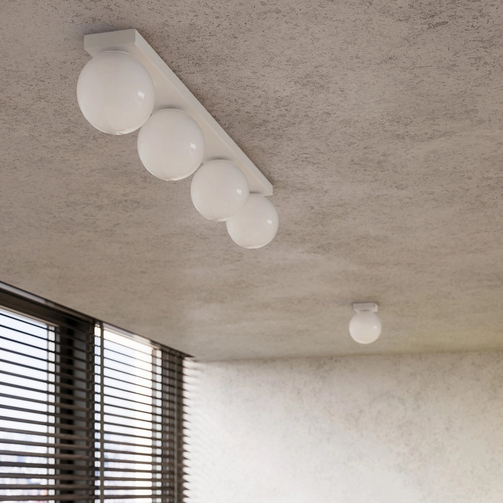 Lampada da soffitto YOLI French Sky a 6 luci, in acciaio bianco e vetro, moderna a sfera