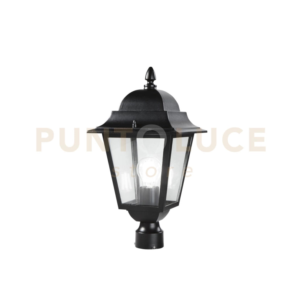 TESTA PALO LANTERNA ROMA NERA CON CASSA DI CONNESSIONE IP44 1 LUCE ATTACCO E27 21,5X41,5CM