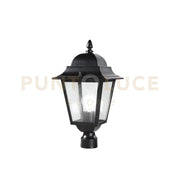 TESTA PALO LANTERNA ROMA NERA CON CASSA DI CONNESSIONE IP44 1 LUCE ATTACCO E27 21,5X41,5CM
