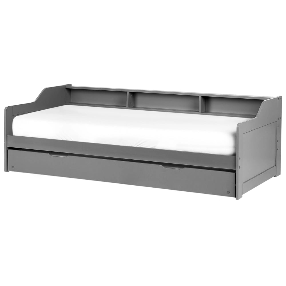 Letto a scomparsa in pino grigio con struttura in velluto UE misura singola 90 x 200 cm Telaio a doghe Extra Telaio a scomparsa