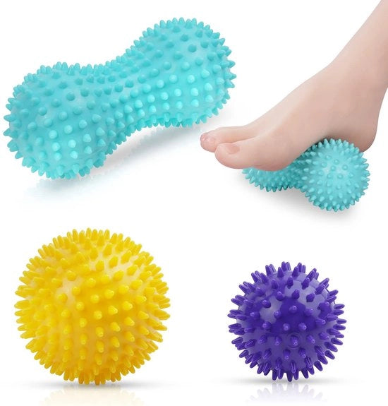 Set di palline da massaggio - Palline da massaggio a punta - Massaggio del tessuto profondo - 3 pacchi - Fisioterapia - Rilascio miofasciale - Adatto per l'uso domestico
