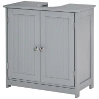 kleankin Mobile Bagno Sottolavabo, Mobile Sottolavabo, Mobile 2 Ante con Ripiano, 60 L x 30 P x 60 A cm, in Legno Grigio
