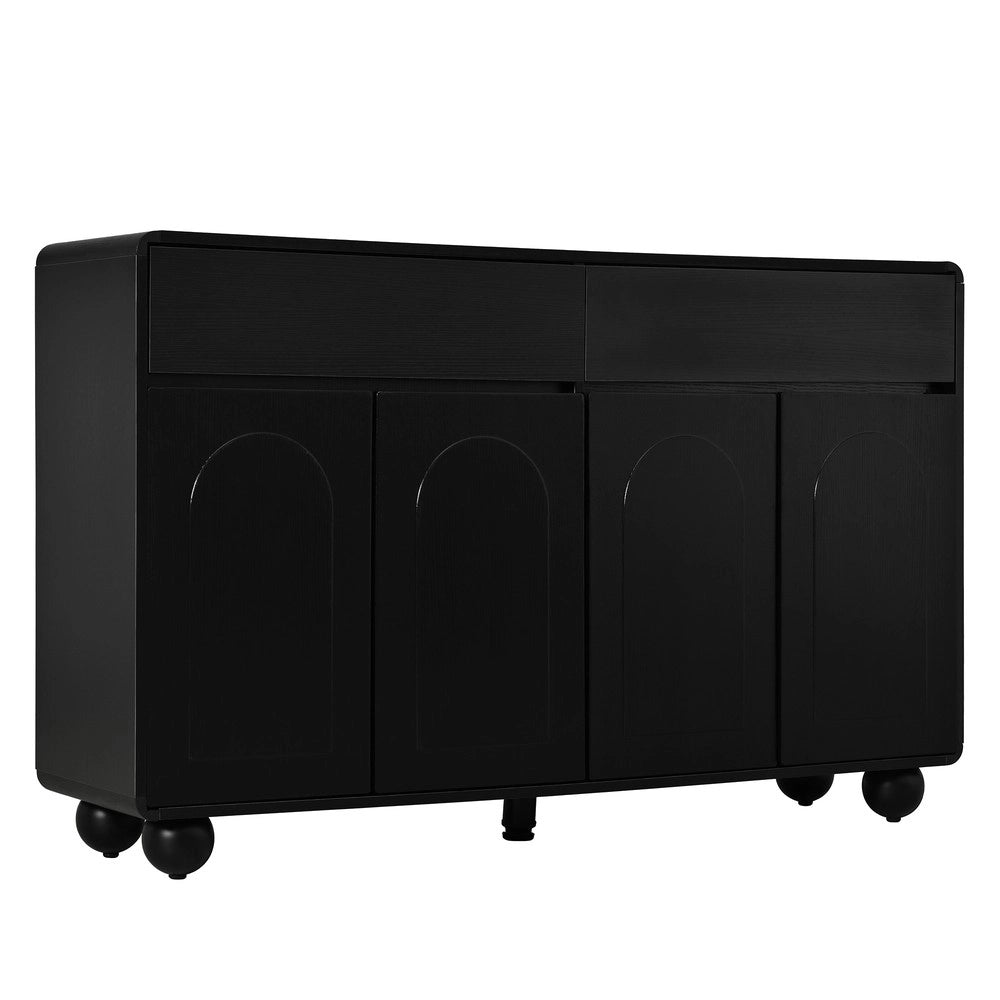 Credenza Soggiorno con Ante Curve ¨C MINIMAL ¨C Truciolato MDF, Gambe in Metallo