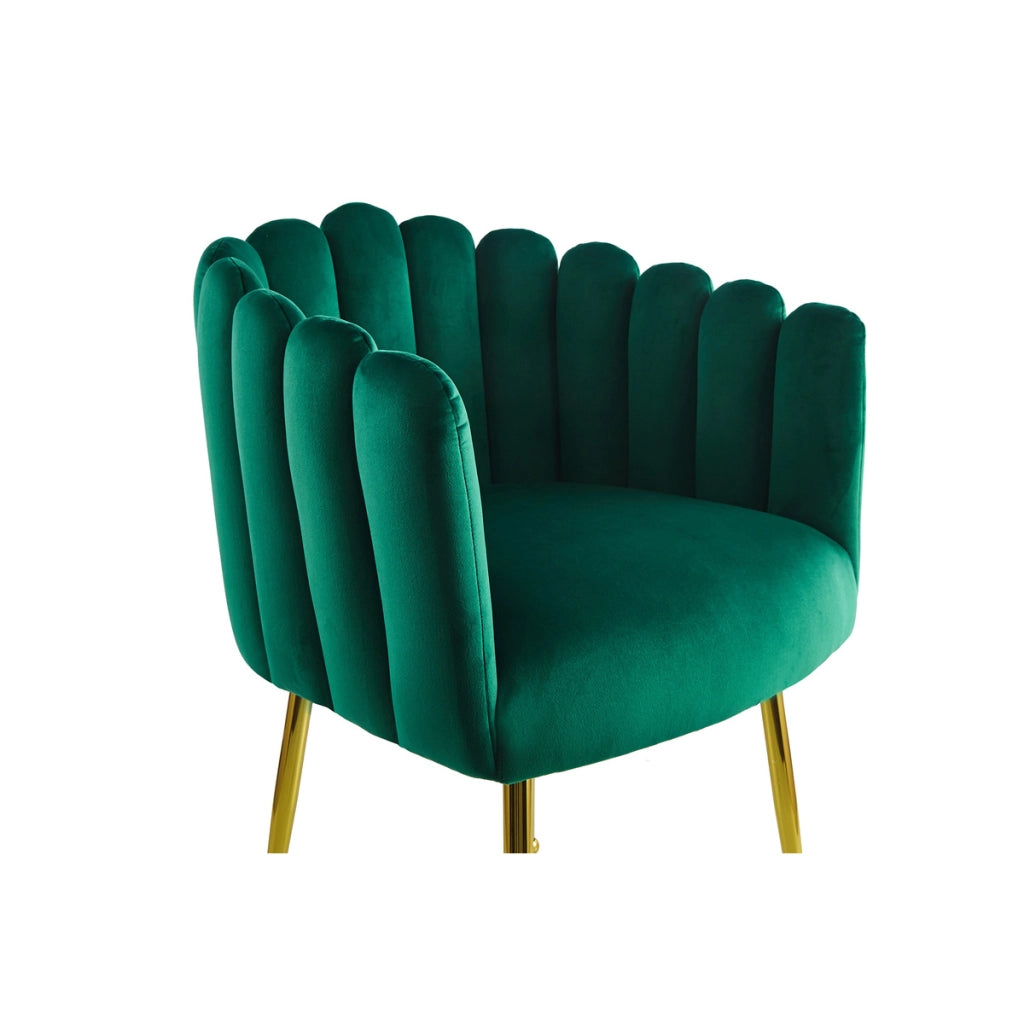 Sedia di design Muna in velluto verde con gambe dorate