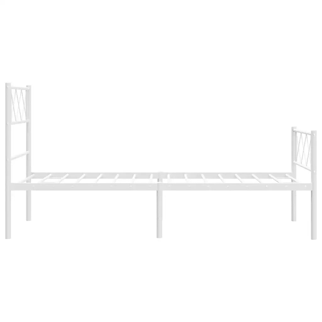Giroletto con Testiera e Pediera Metallo Bianco 100x200 cm 372339