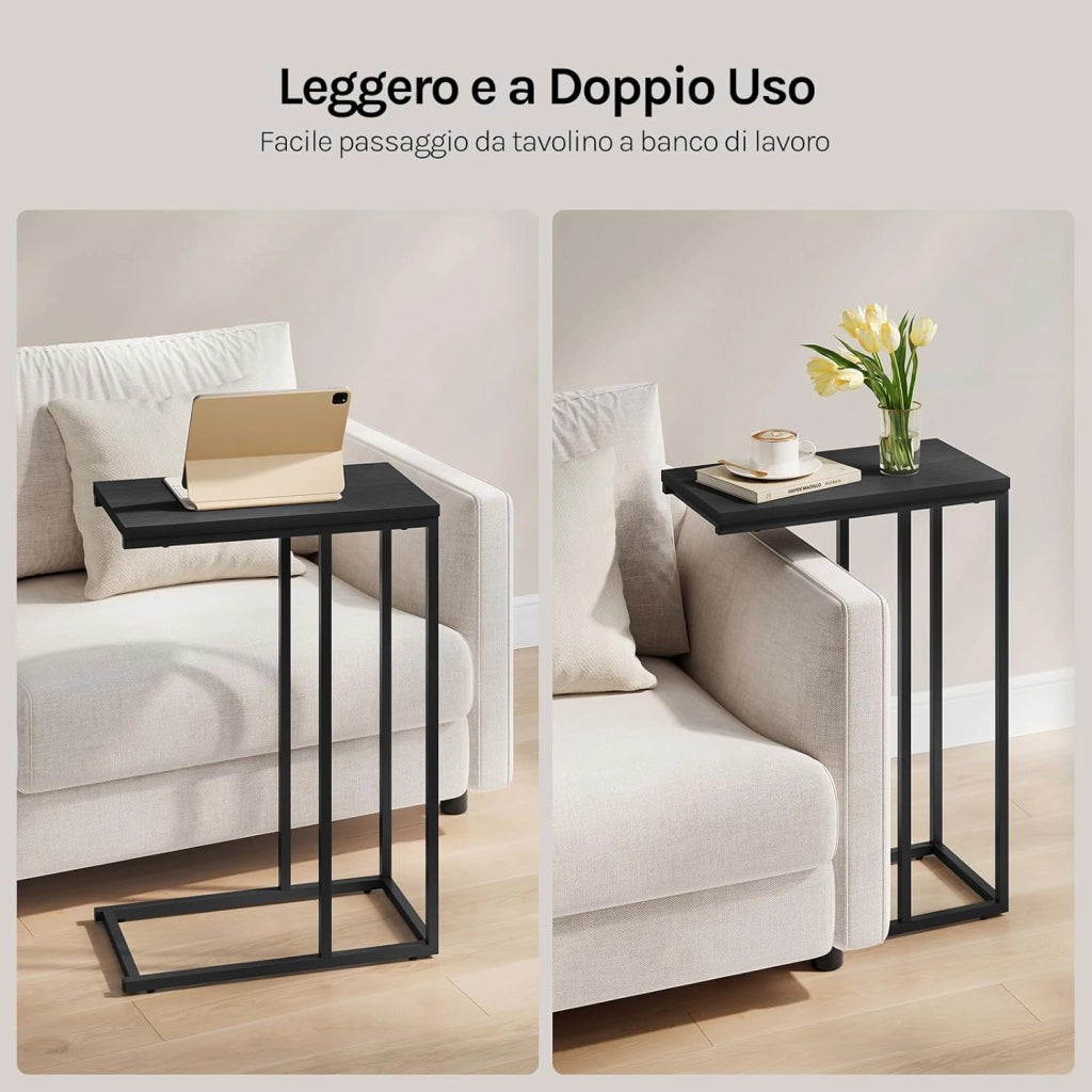 Set di 2 Tavolino Laterale da Divano Tavolo da Caffè Supporto Piano D'appoggio in Legno Metallo TSG17sz-2