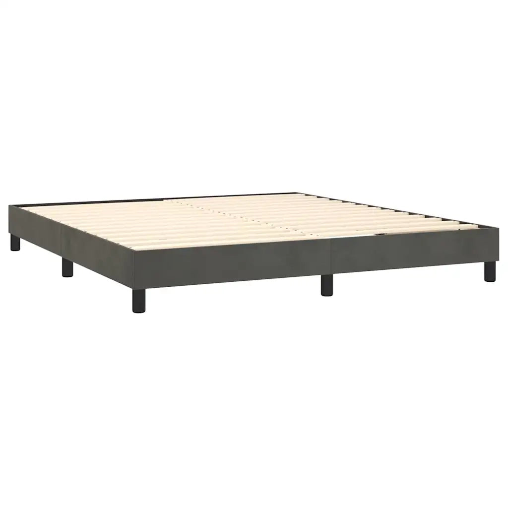 Giroletto a Molle con Materasso Grigio Scuro 160x200 cm Velluto 3130968