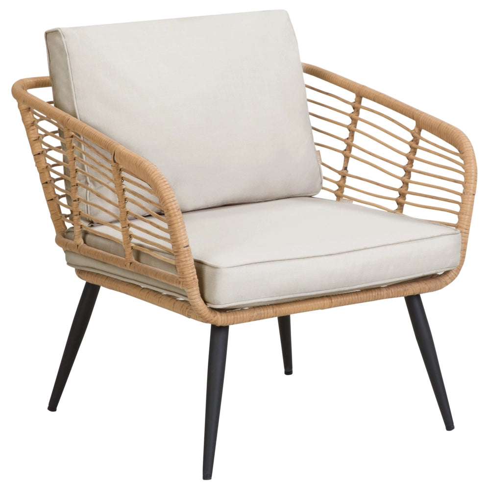 Balcone set bistrot Beige Rattan sintetico Cuscini Tavolino e 2 Sedie Design Esterno Moderno