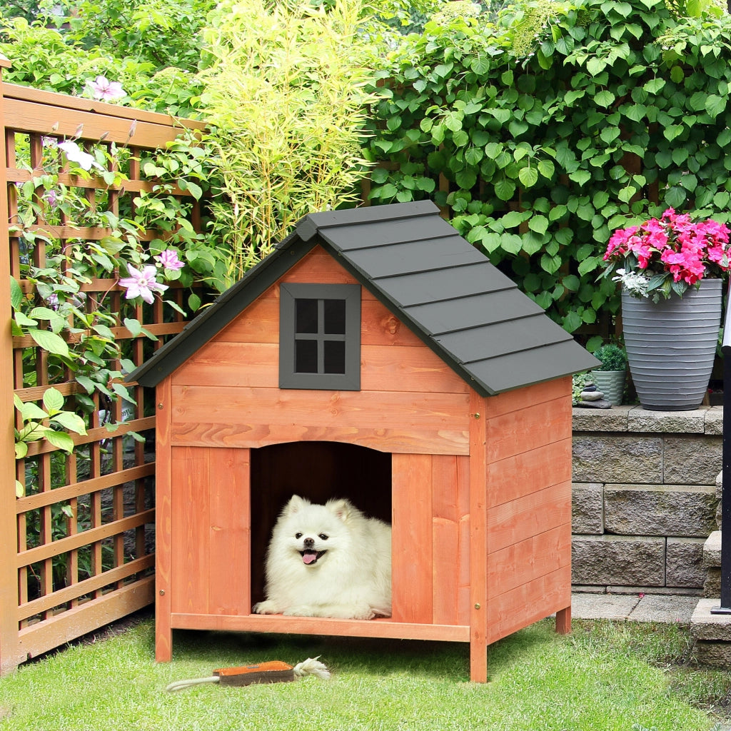 Cuccia per Cani da Esterno in Legno di Abete ¨C zephmum ¨C Grigio 81.3x91.5x98.5 cm