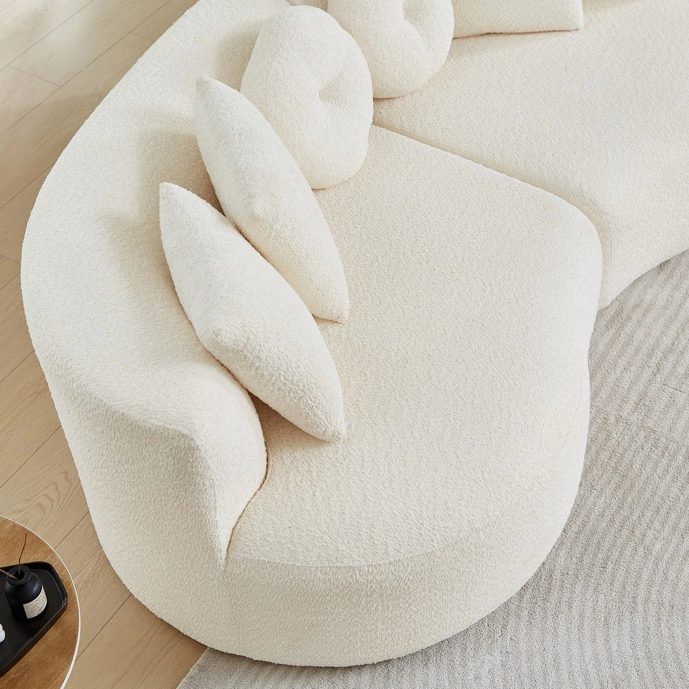 Divano modulare 2 posti ¨C Minimal ¨C crema tessuto imbottito con 6 cuscini