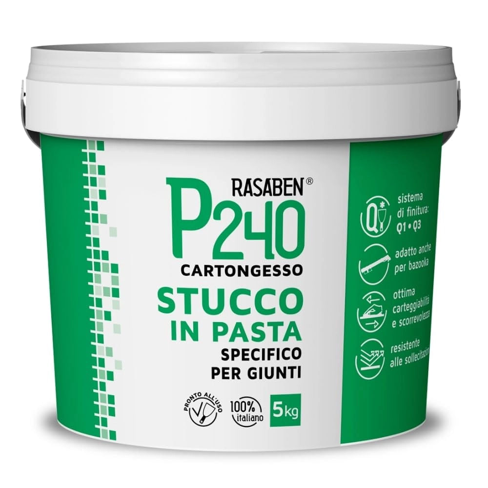 Stucco Pasta Cartongesso P240 K2 Rasaben Specifico Giunti 5 kg 4 Pezzi