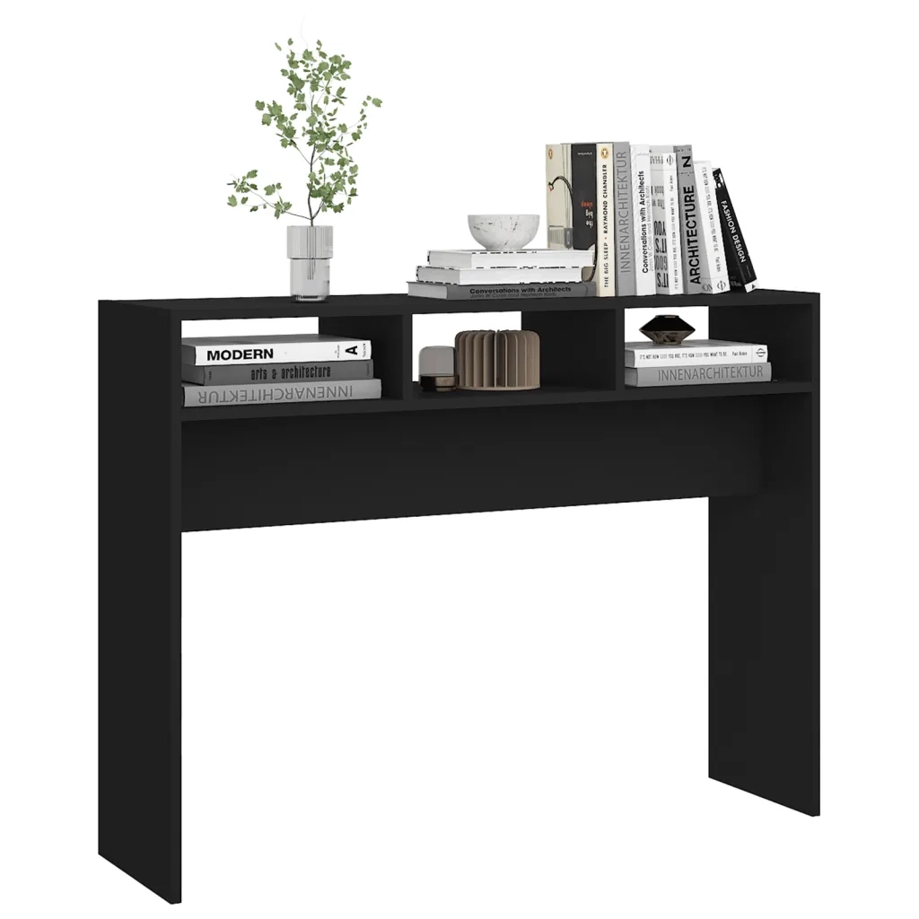 Tavolino Consolle Nero 105x30x80 cm in Legno Multistrato 808306