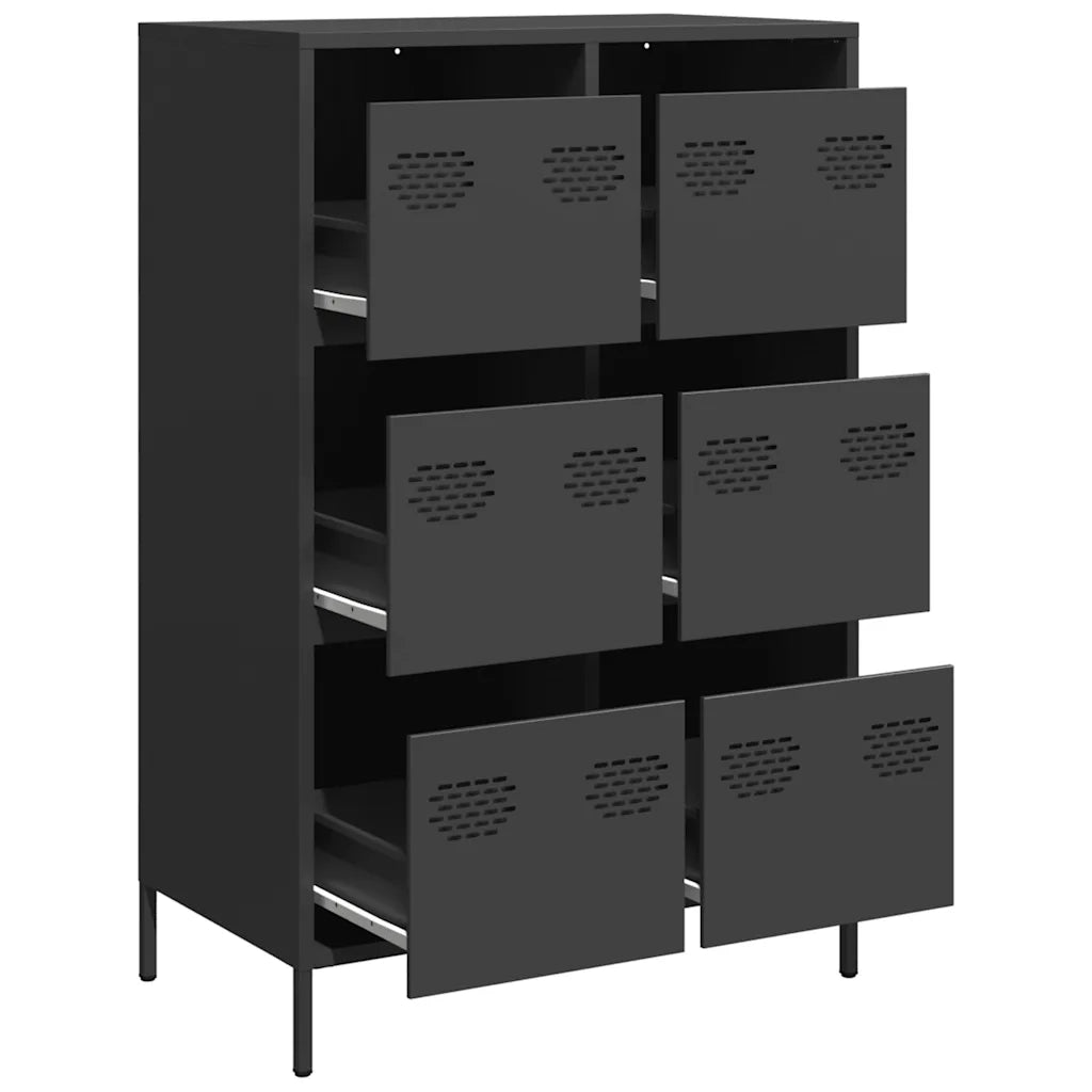 Credenza Nera 68x39x101,5 cm in Acciaio