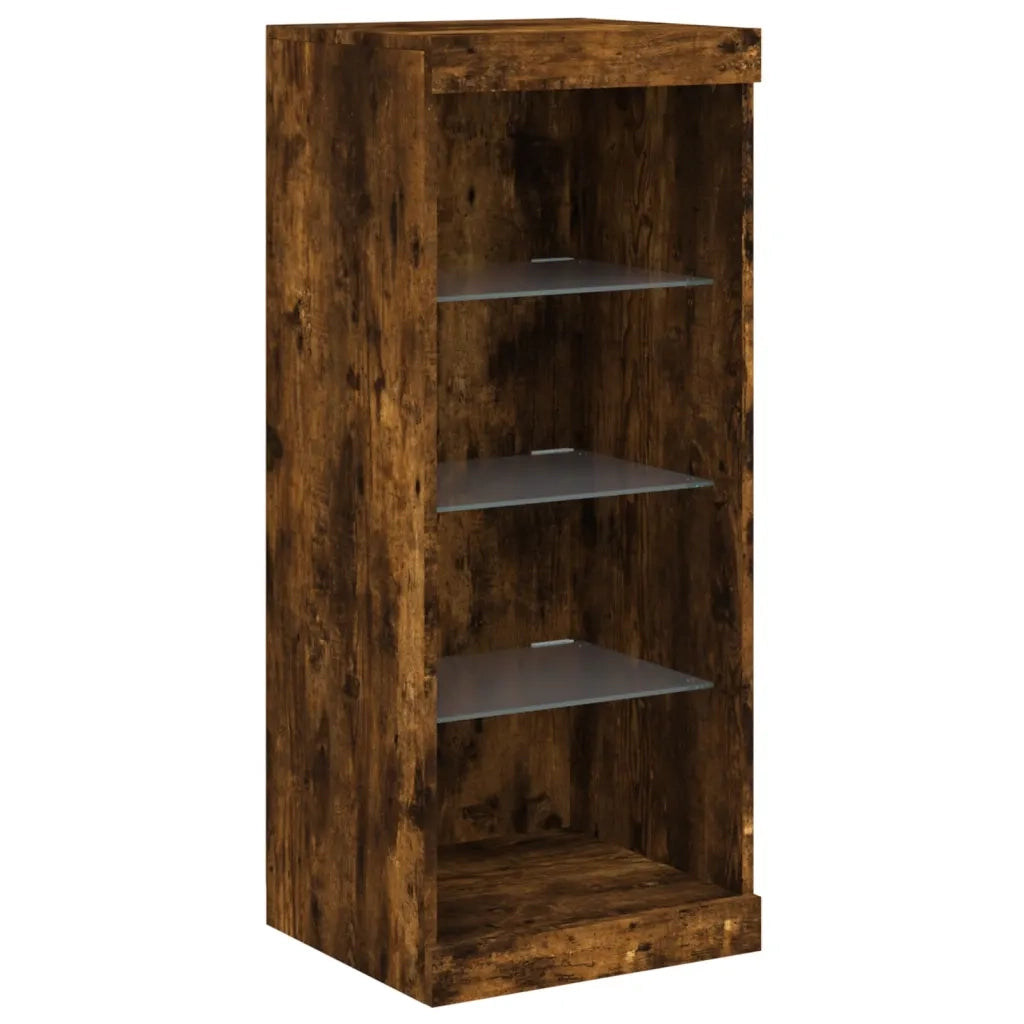 Credenza con Luci LED-Buffet-Armadio da cucina Rovere Fumo 41x37x100 cm 356234