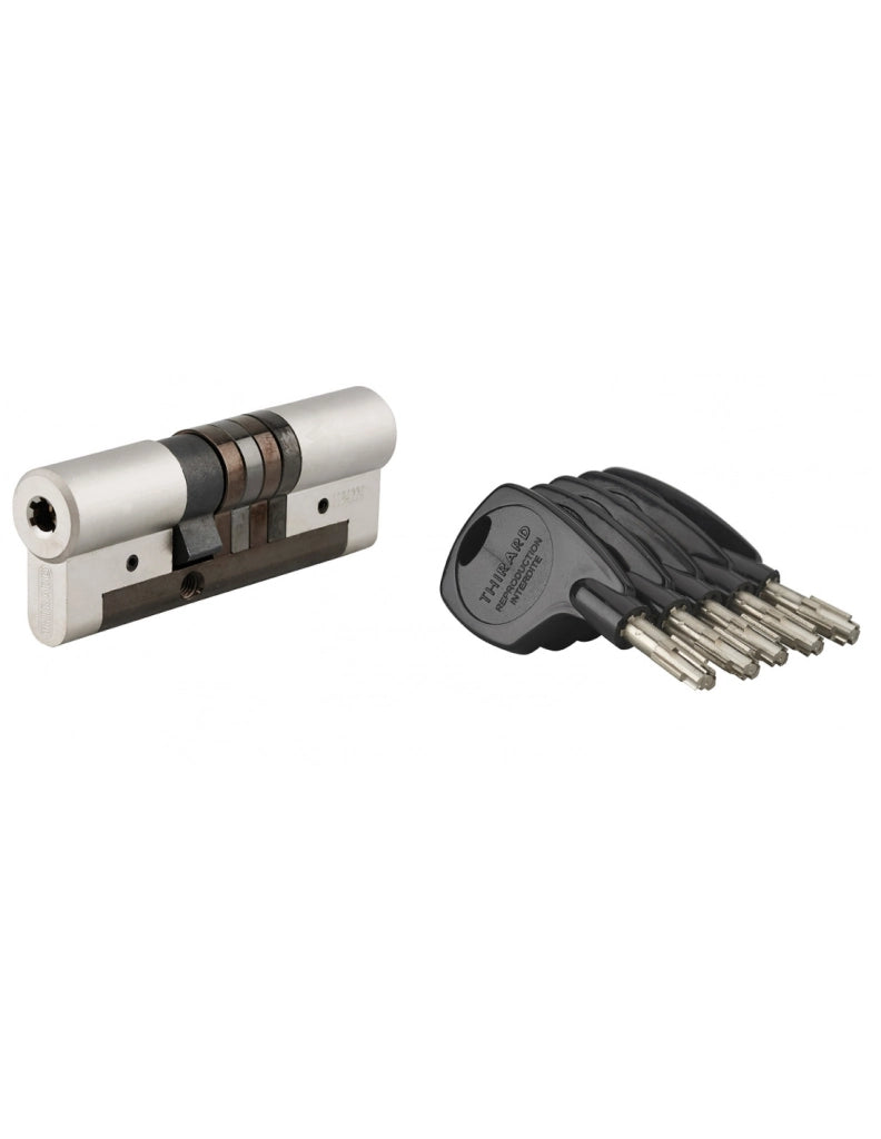 Cilindro europeo  Cobra 2+ 33X53mm Nichelato, anti effrazione, antiscasso, antitrapano, 5 chiavi ergonomiche  - THIRARD