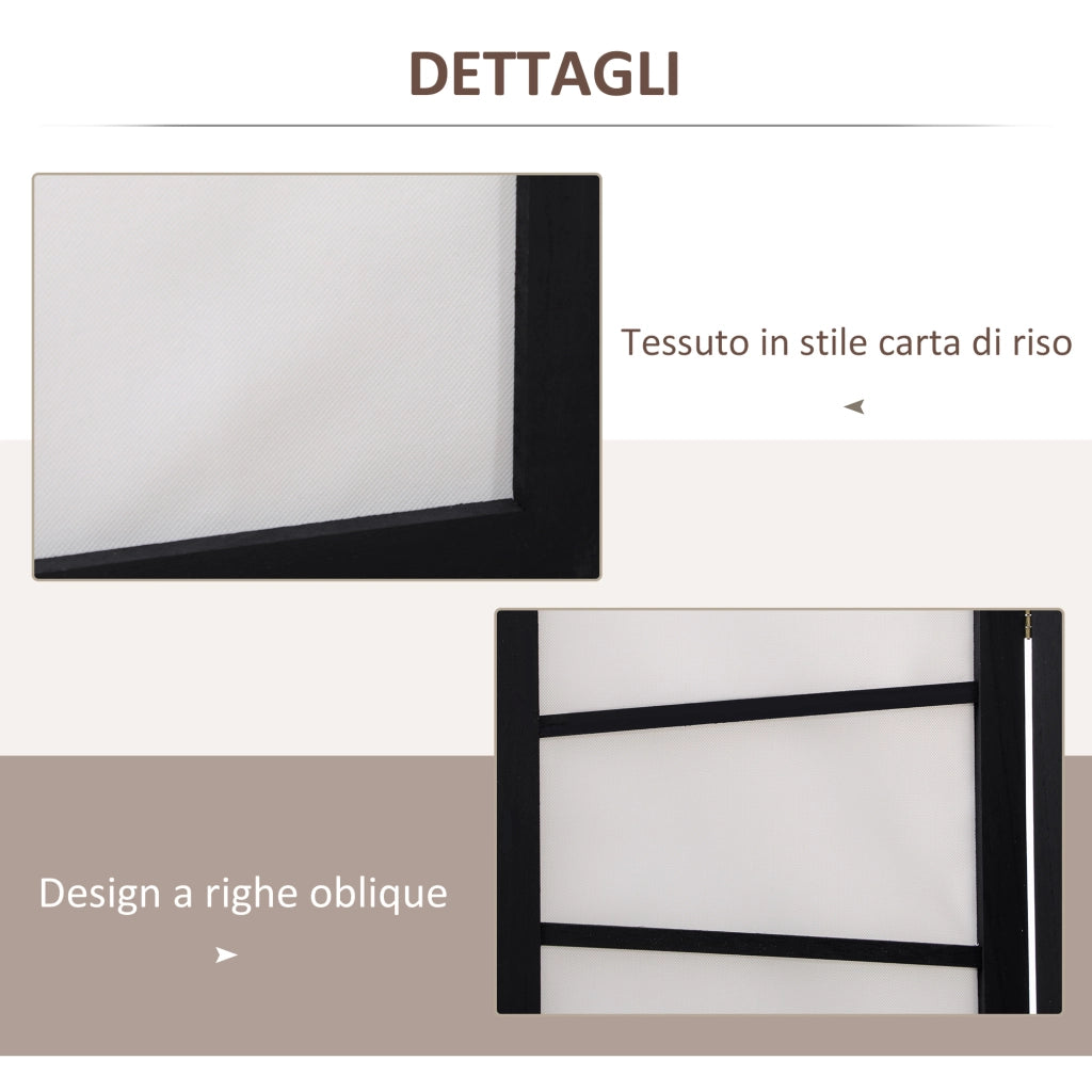 EasyComfort Paravento Separè a 3 Pannelli Pieghevole in Legno, 120x170cm, Nero e Bianco