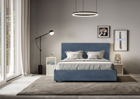 Letto Matrimoniale Francese 140x200 cm con Rete e Contenitore Mika Blu