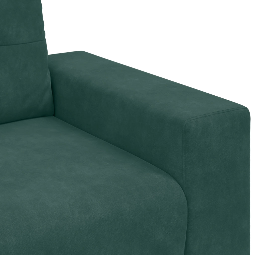Divano 3 posti  verde scuro 180 cm in velluto