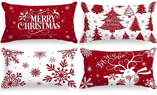 Set di cuscini di 4 pezzi - 30x50 cm - Decorativo - Satinato - Con chiusura velatura nascosta - Duraturo e comodo - Copri cuscino