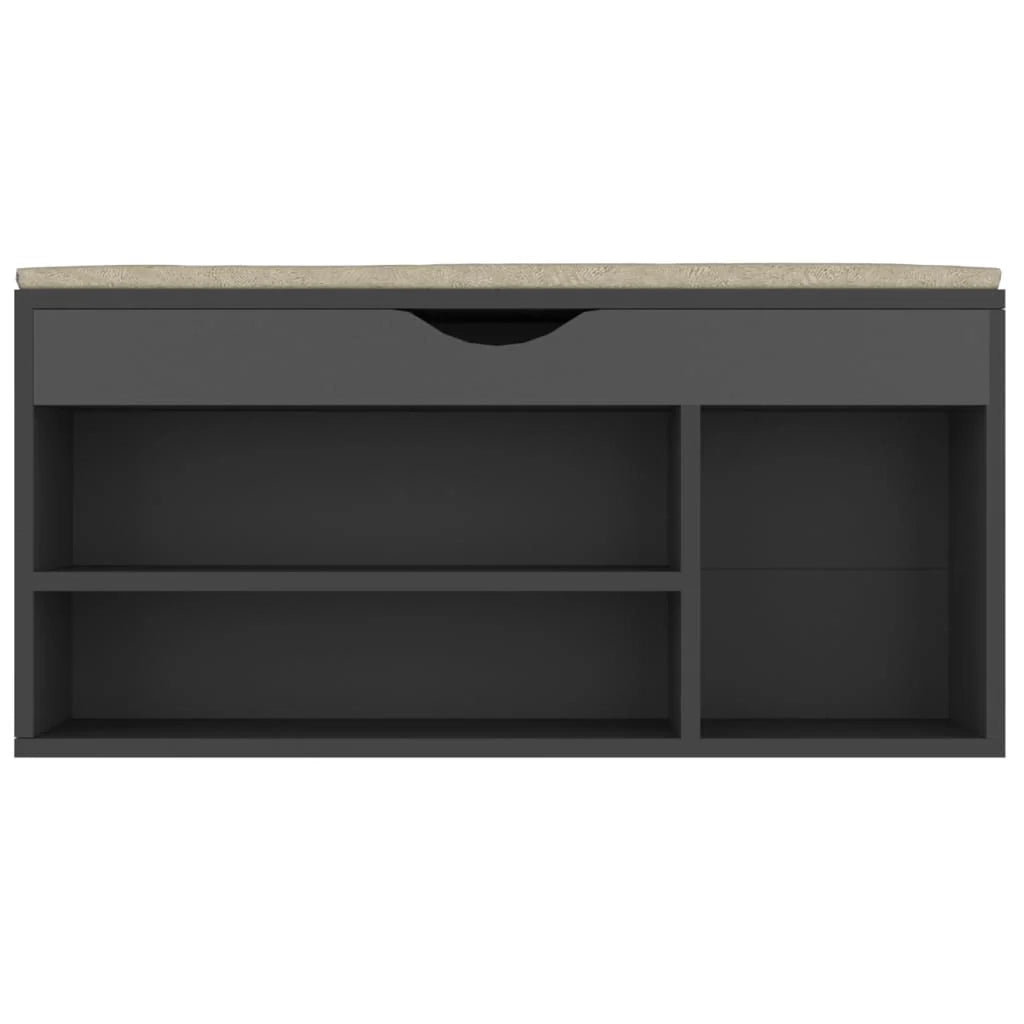 Panca portascarpe/stivali cassettiera scaffale mobile da ingresso contenitore e cuscino 104 x 30 x 49 cm legno ingegnerizzato grigio 02_0022954