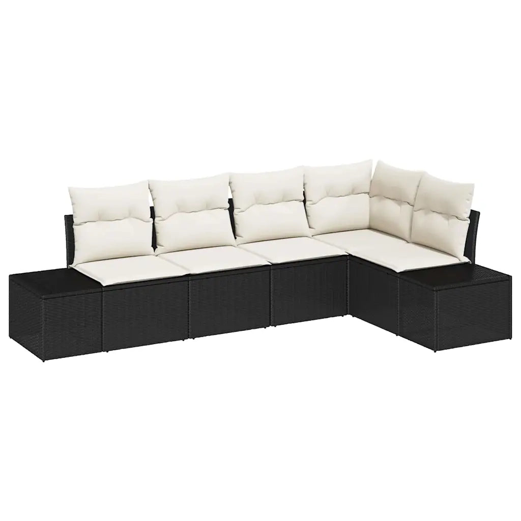 Set Divano da Giardino 5 pcs Nero polyrattan 3347057