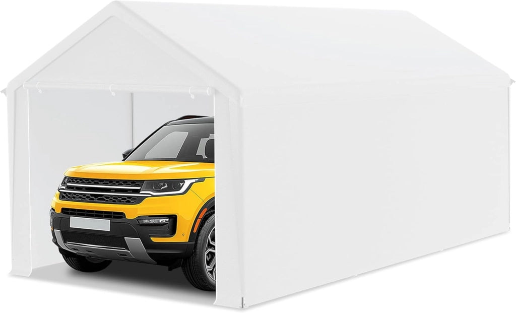 Carport, tenda da campeggio, 3 x 6 m, grande tenda da garage con pareti laterali rimovibili, resistente all'inverno, per auto, SUV, camion, grigio