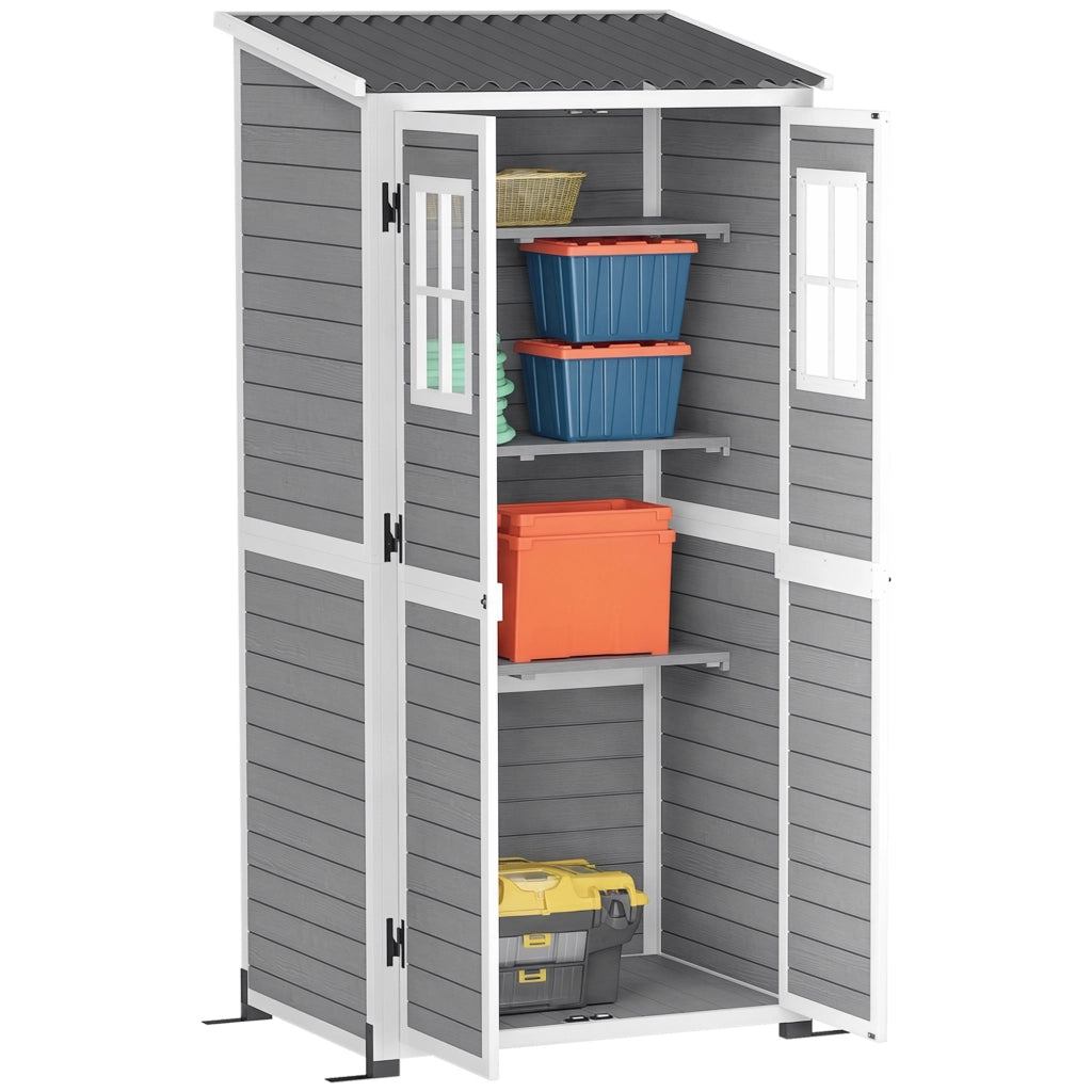Casetta da Giardino in Legno con Ripiani ¨C zephmum ¨C Grigio 88x132x19