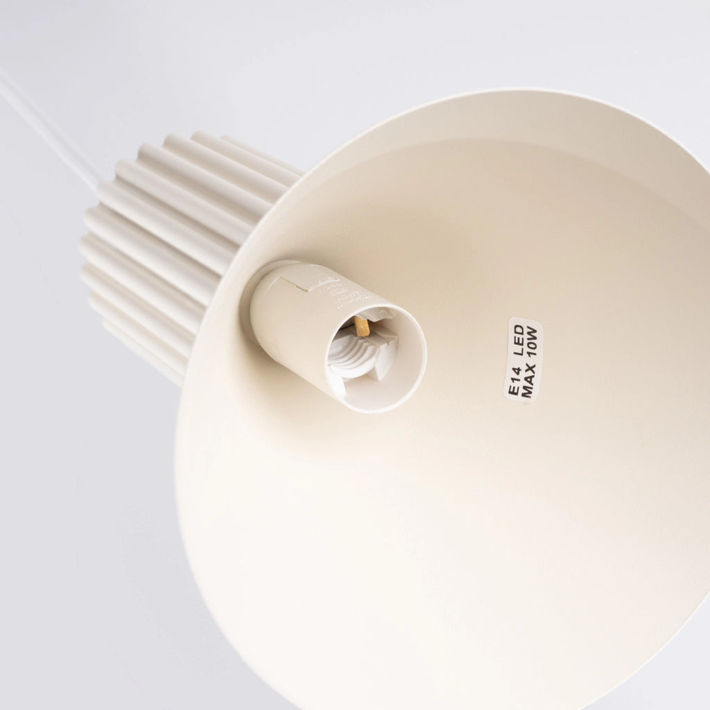 Lampada sospensione moderna beige 3 coni rigati E14