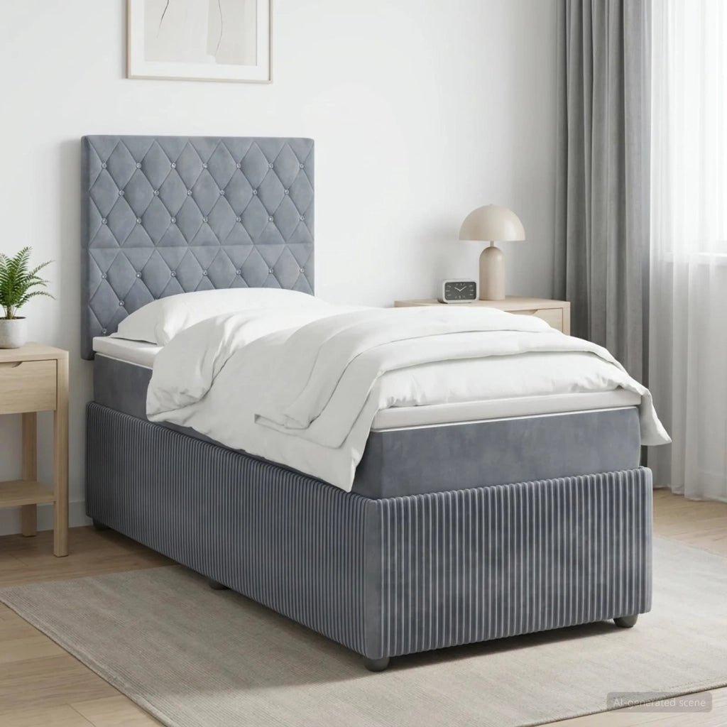 Letto Box Spring LED con Materasso Grigio Scuro 80 x 200 cm 3455952
