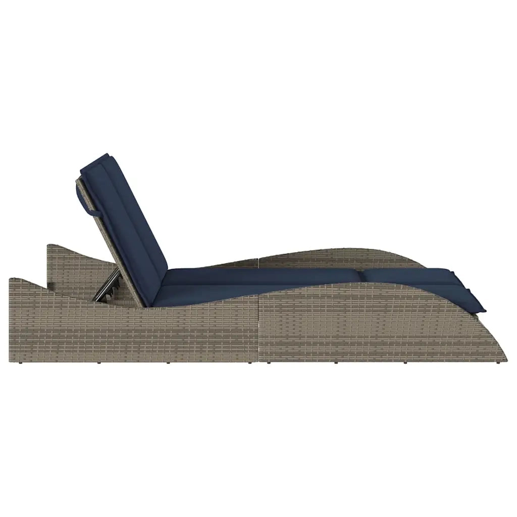 Lettino Prendisole con Cuscini Grigio 114x205x73 cm in Polyrattan 368293
