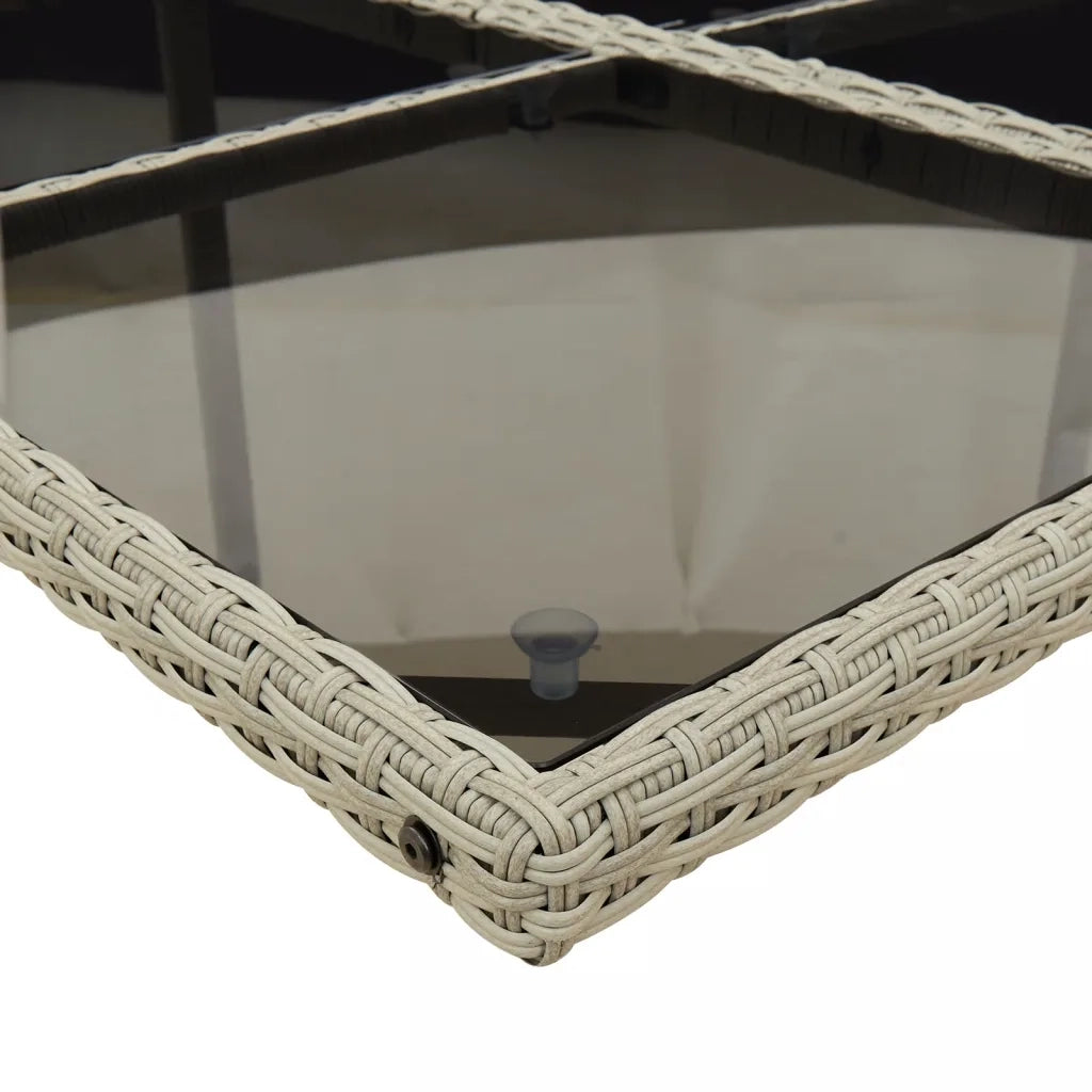 Set da Pranzo da Giardino 7 pz Cuscini Polyrattan Grigio Chiaro 3277678
