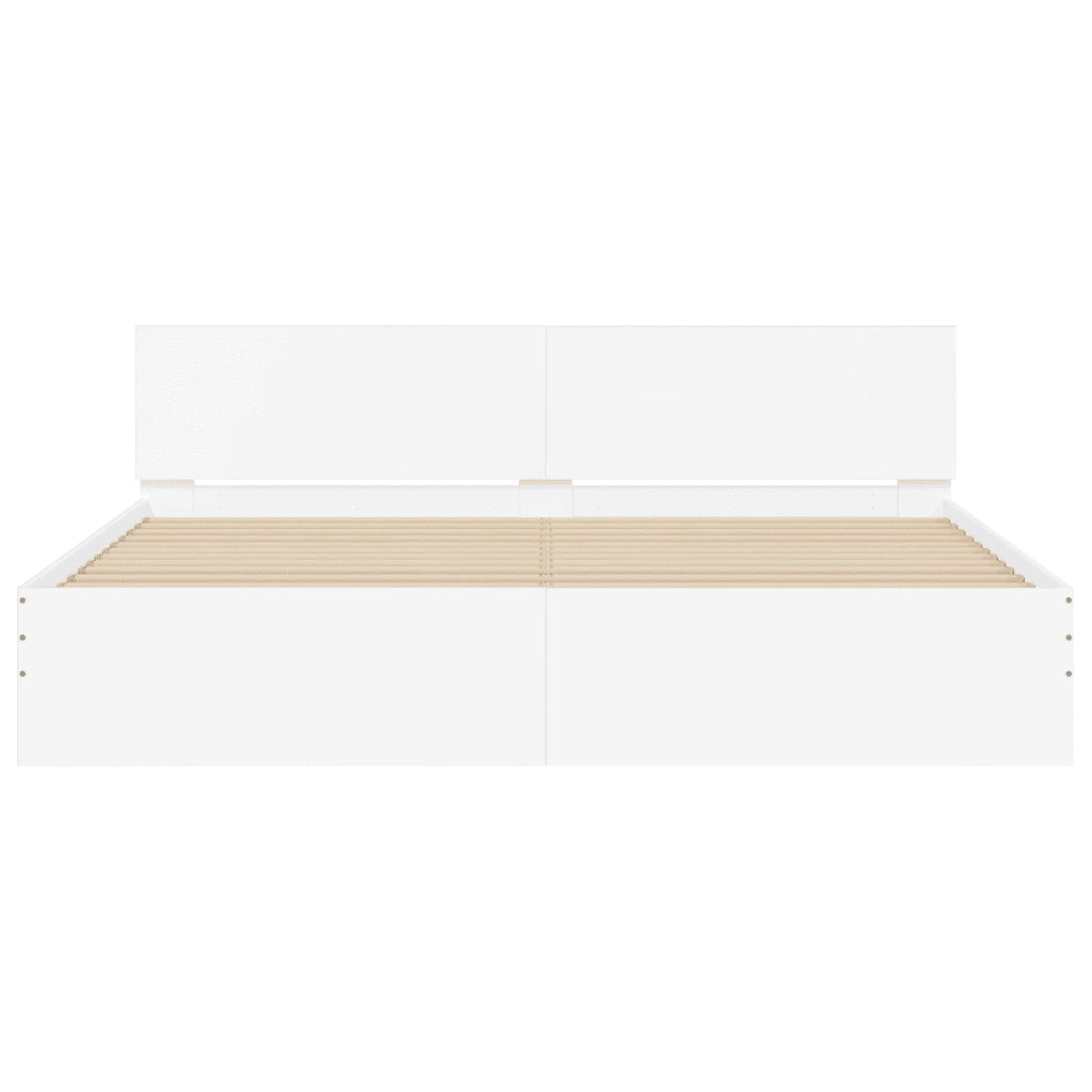 Giroletto con Testiera e LED-Struttura Letto con testiera Bianco 200x200 cm 586164