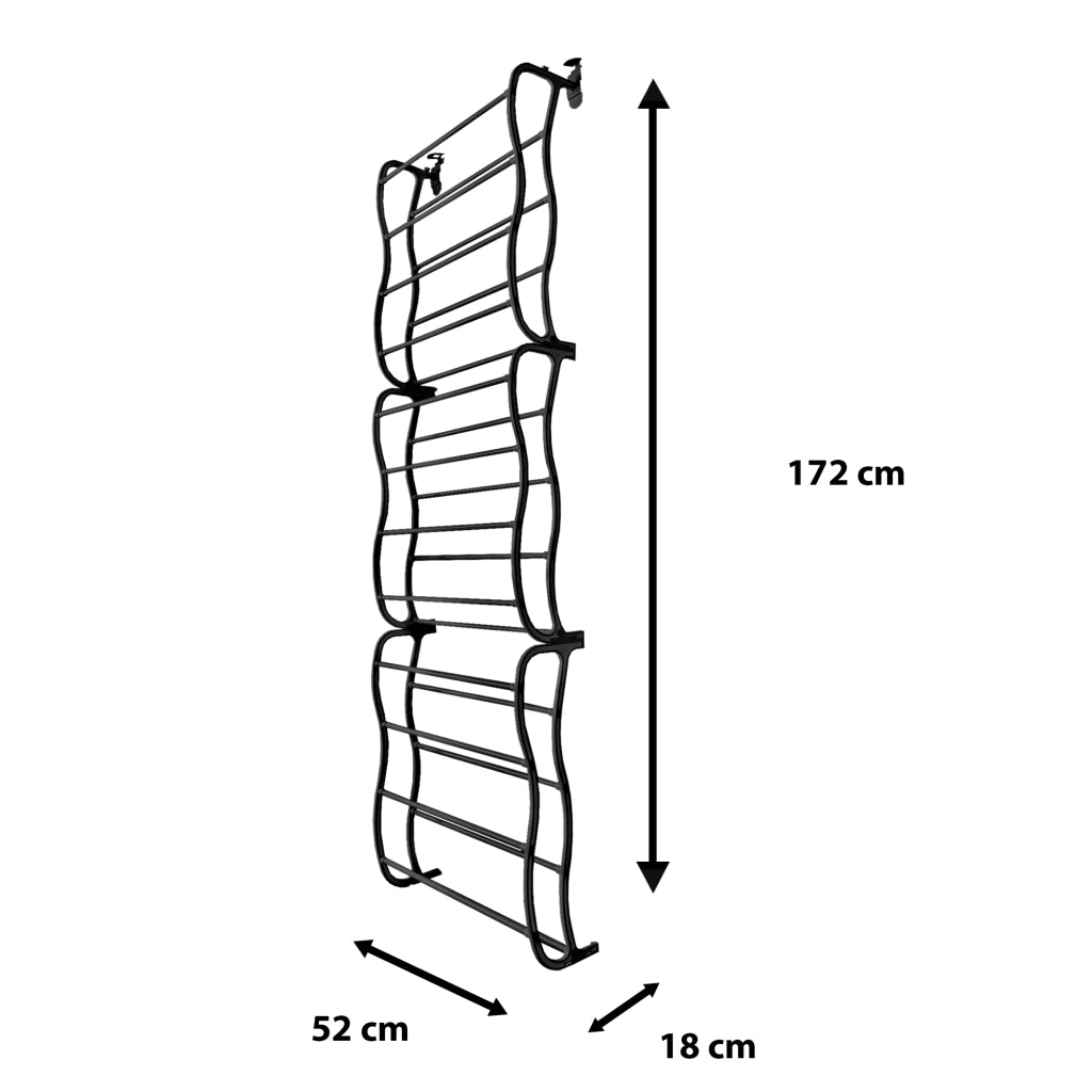 Scarpiera sospesa su porta in metallo 36 paia Nyana Home 172x58x18 cm Nero