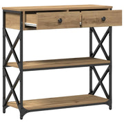 Tavolo Consolle | Tavolo d'Ingresso con cassetto rovere artigianale 75 x 28 x 75 cm