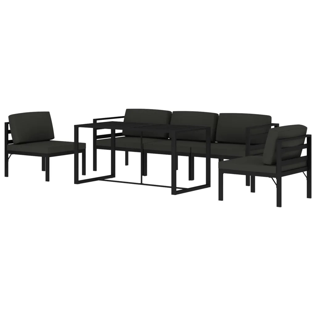 Set Divani da Giardino 6 pz con Cuscini in Alluminio Antracite cod mxl 41625