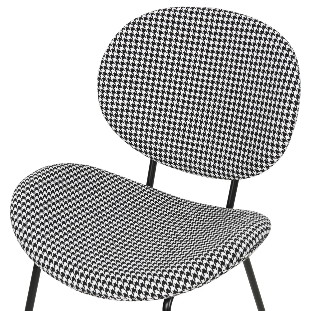 Set di 2 sedie in tessuto bianco e nero con gambe nere e senza braccioli design contemporaneo e retrò Sedute per la sala da pranzo