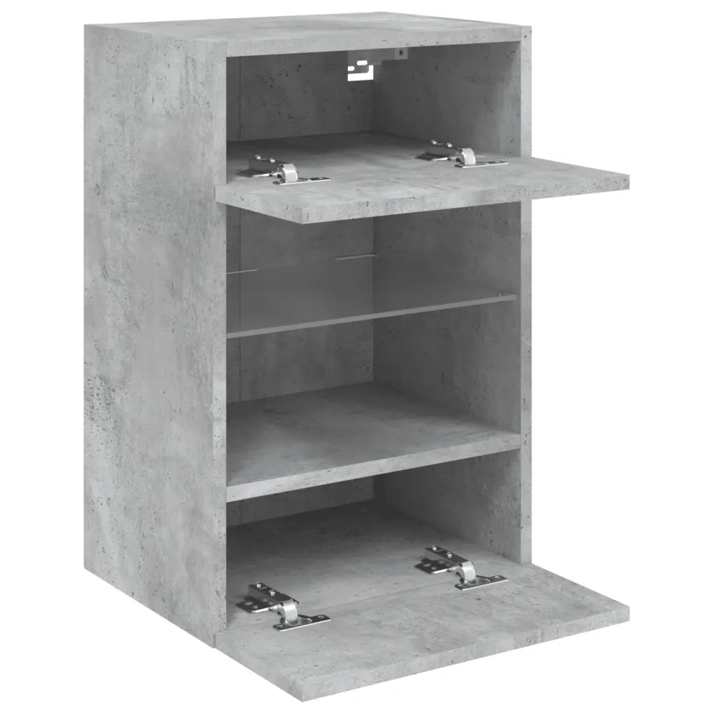 Mobile TV a Parete con Luci LED-Mobile TV a Muro Grigio Cemento 40x30x60,5 cm