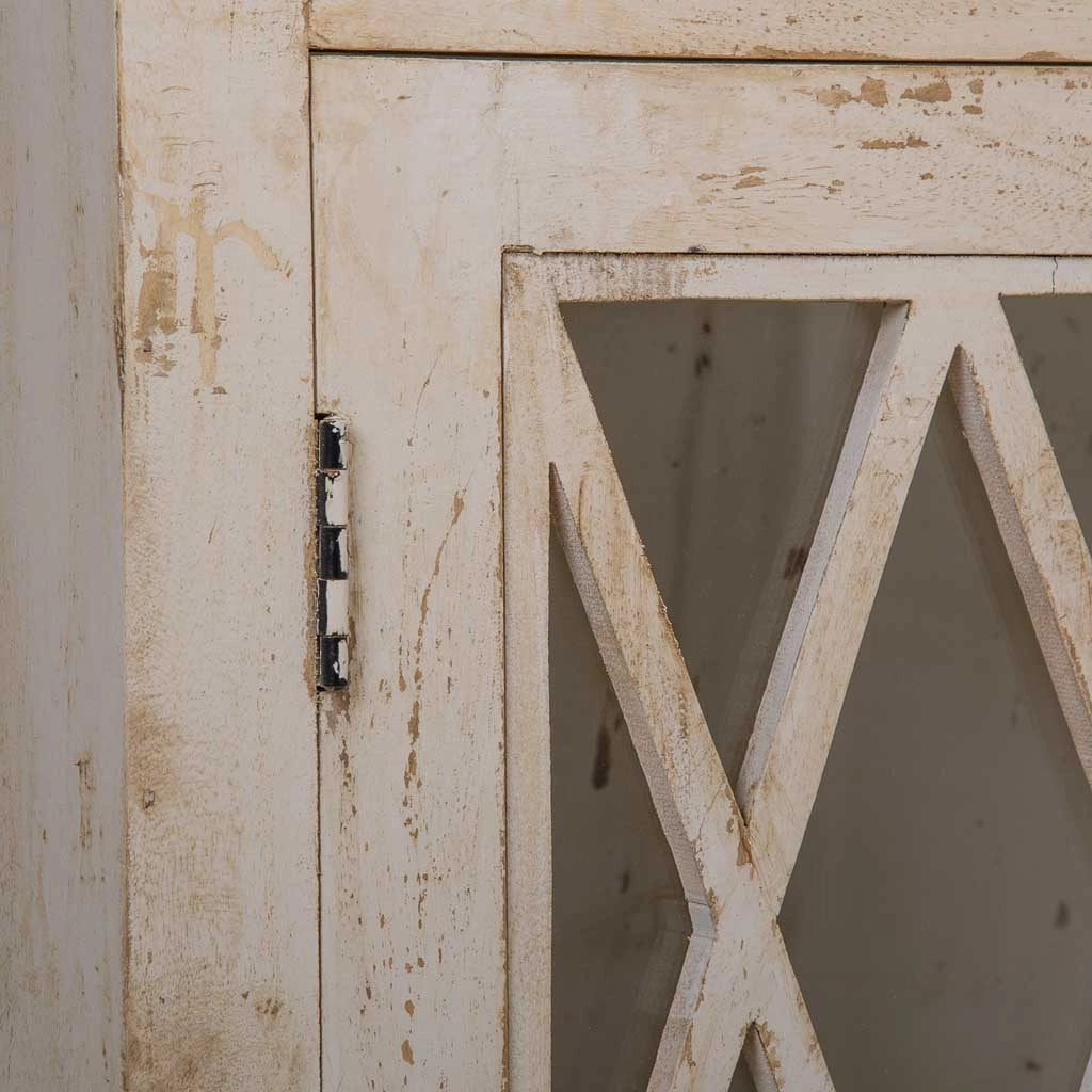 Vetrina in legno e vetro beige fatta a mano 90x40x183