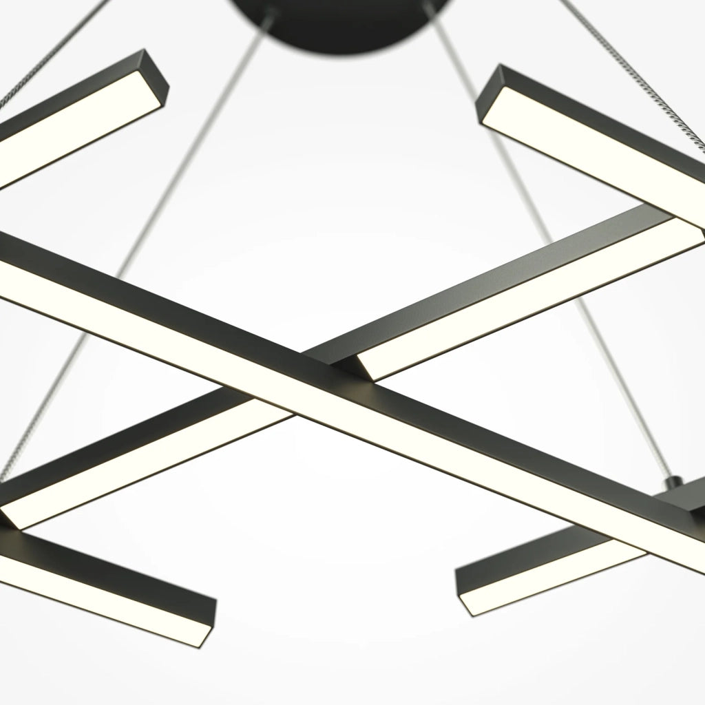 Maytoni Lampadario moderno Halo 6 luci LED integrato nero alluminio