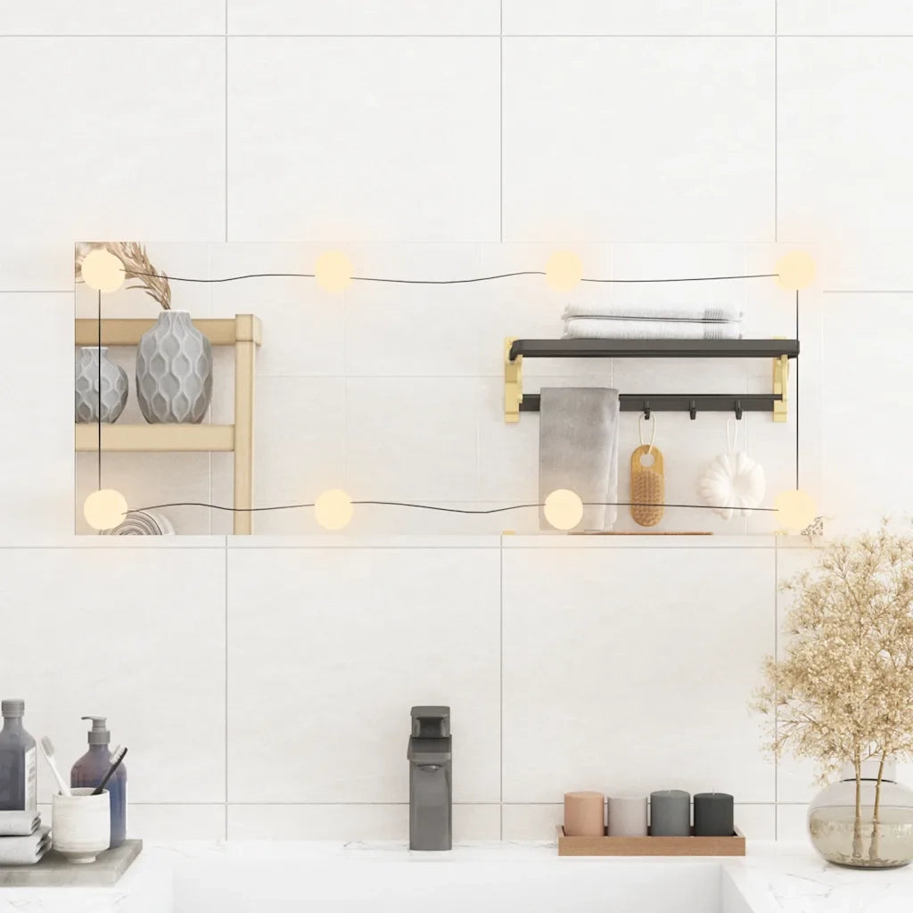 Specchio da Parete con Luci LED 30x80 cm Vetro Rettangolarecod mxl 76884